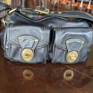 Coach Black Shoulder Bag with Gold Accents